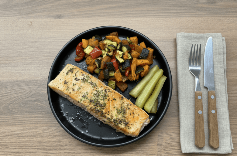 Sült lazac air fryer-ben sült zöldségekkel 🧡🐟 14 tt lazaceszoldseg 251001 050733