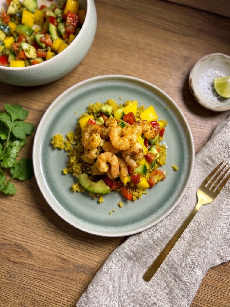 Fűszeres garnéla recept friss mangó salsával és quinoával 7 Fűszeres garnéla recept friss mangó salsával és quinoával